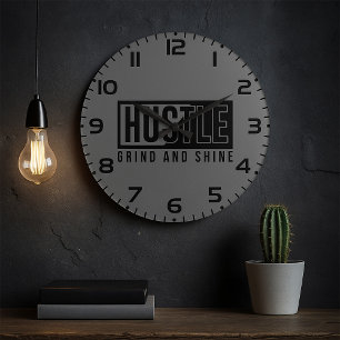 Relógio Grande Citação Motivacional Hustle Grind e Shine