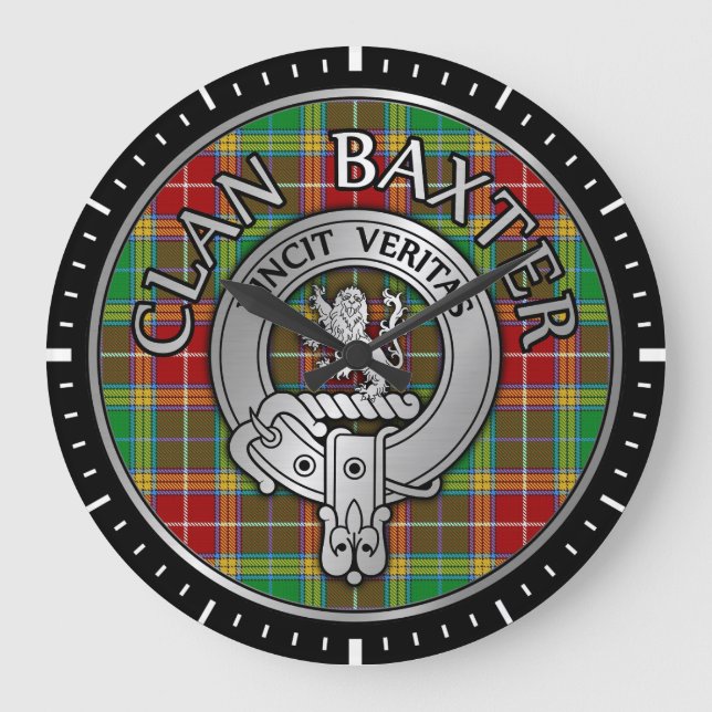 Relógio Grande Clan Baxter Crest & Tartan (Frente)