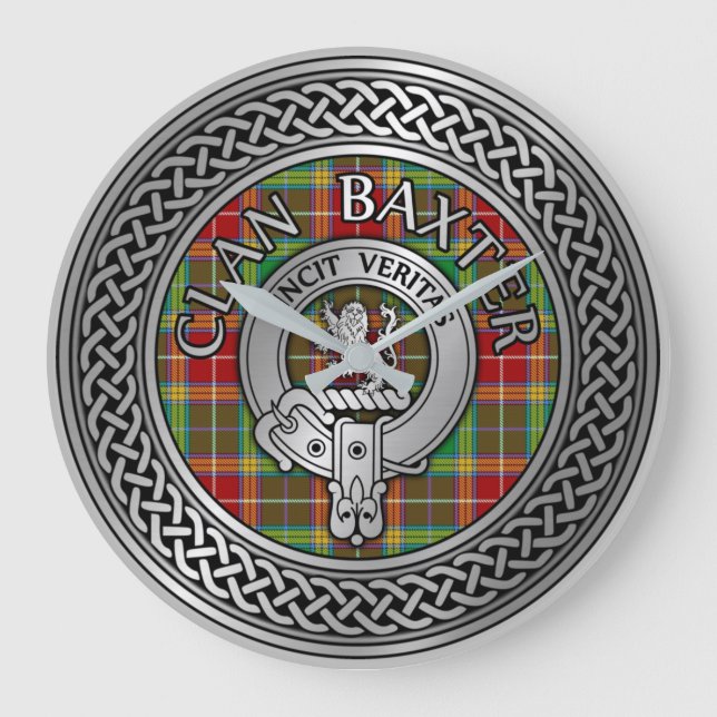 Relógio Grande Clan Baxter Crest & Tartan Knot (Frente)