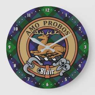 Relógio Grande Clan Blair Crest sobre Tartan