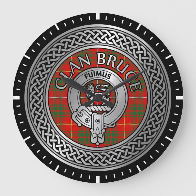 Relógio Grande Clan Bruce Crest e Tartan Knot (Frente)