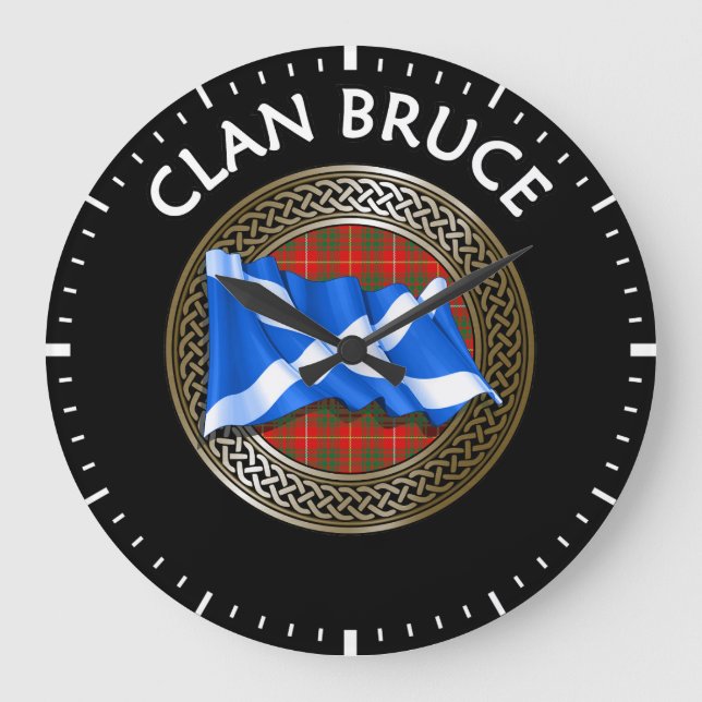 Relógio Grande Clan Bruce Tartan Knot & Flag (Frente)