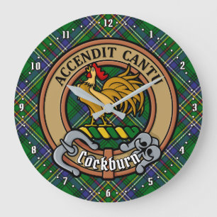 Relógio Grande Clan Cockburn Crest sobre Tartan