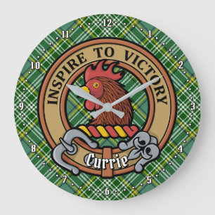 Relógio Grande Clan Currie Rooster Crest sobre Tartan
