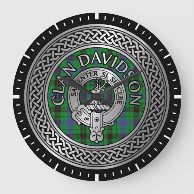 Relógio Grande Clan Davidson Crest & Tartan Knot (Frente)