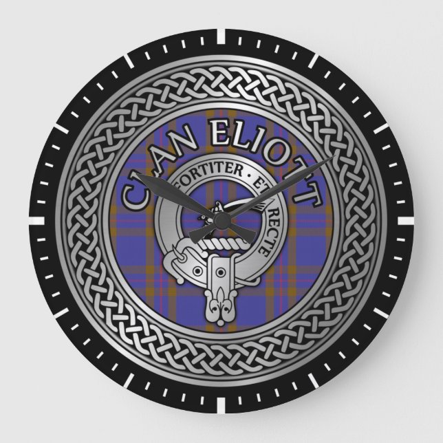 Relógio Grande Clan Eliott Crest & Tartan Knot (Frente)