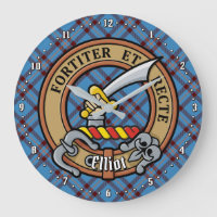 Clan Elliot Crest sobre o Antigo Tartan