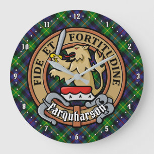 Relógio Grande Clan Farquharson Crest sobre Tartan
