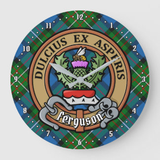 Relógio Grande Clan Ferguson Crest sobre Tartan