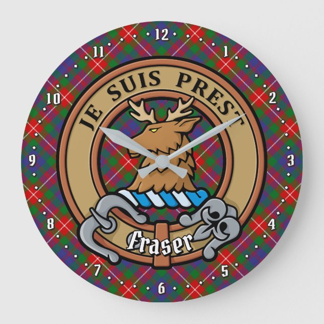 Relógio Grande Clan Fraser do Lovat Crest sobre Tartan (Frente)