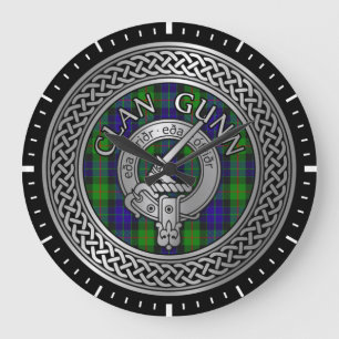 Relógio Grande Clan Gunn Crest & Tartan Knot Large Clock