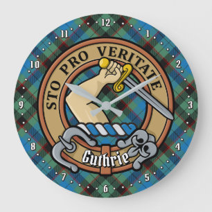 Relógio Grande Clan Guthrie Crest sobre Tartan