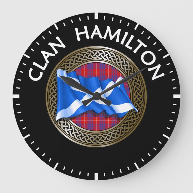 Relógio Grande Clan Hamilton Tartan Knot & Flag (Frente)