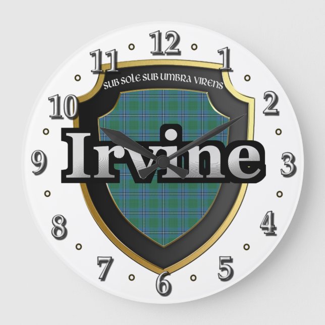 Relógio Grande Clan Irvine Tartan Scottish Dream Clock (Frente)
