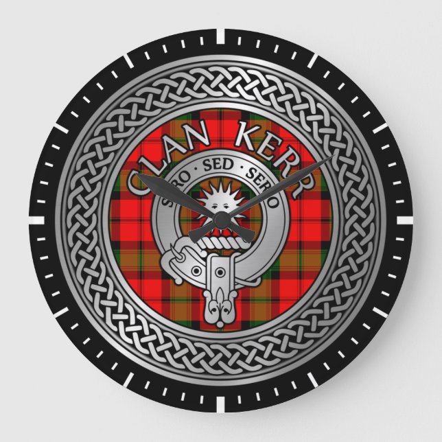 Relógio Grande Clan Kerr Crest & Tartan Knot (Frente)