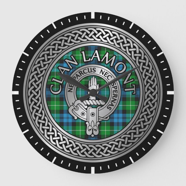 Relógio Grande Clan Lamont Crest & Tartan Knot (Frente)