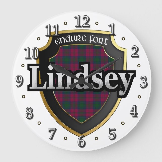 Relógio Grande Clan Lindsey Tartan Scottish Dream Clock (Frente)