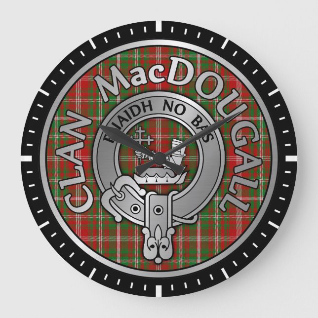 Relógio Grande Clan MacDougall Crest & Tartan (Frente)