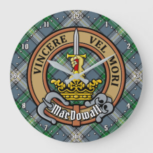 Relógio Grande Clan MacDowall Crest sobre Tartan