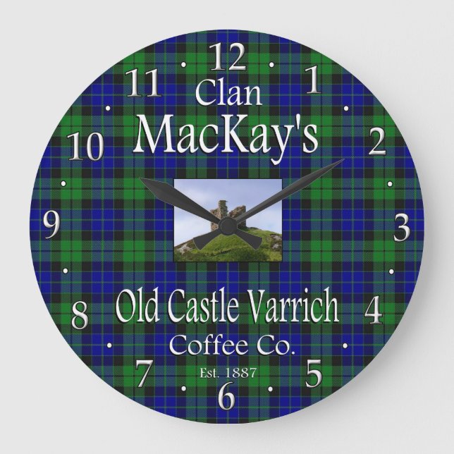 Relógio Grande Clan MacKay's Old Castle Varrich Coffee Co. (Frente)
