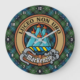 Relógio Grande Clan MacKenzie Crest sobre Tartan
