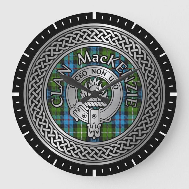 Relógio Grande Clan MacKenzie Crest & Tartan Knot (Frente)