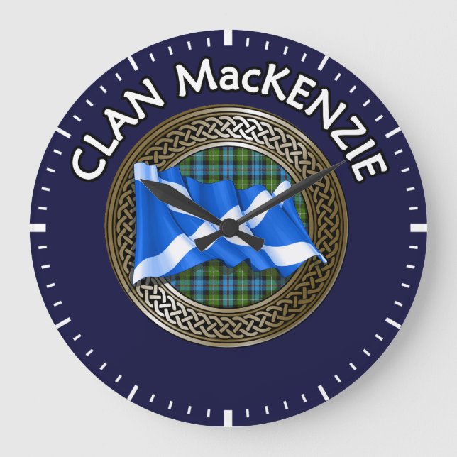 Relógio Grande Clan MacKenzie Tartan Knot & Flag (Frente)