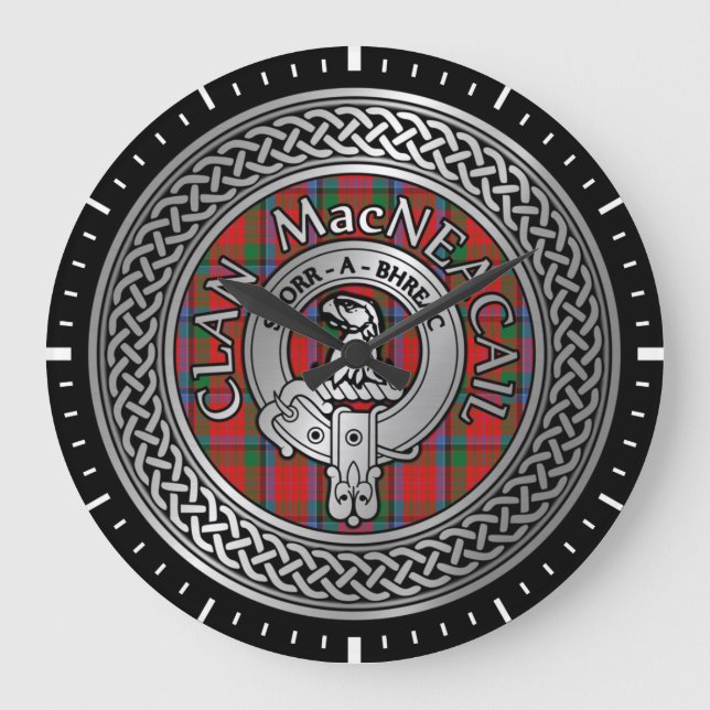 Relógio Grande Clan MacNeacail | MacNicol Crest & Tartan Knot (Frente)
