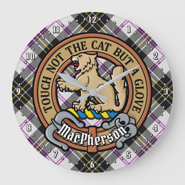 Relógio Grande Clan MacPherson Crest sobre o Vestido Tartan (Frente)