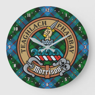 Relógio Grande Clan Morrison Crest sobre caçar Tartan