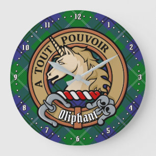 Relógio Grande Clan Oliphant Crest sobre Tartan