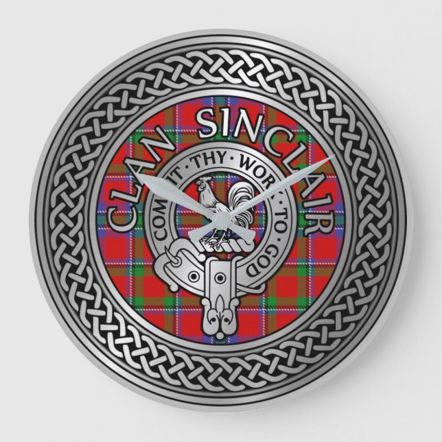 Relógio Grande Clan Sinclair Crest & Tartan Knot (Frente)