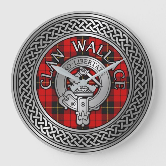 Relógio Grande Clan Wallace Crest & Tartan Knot (Frente)