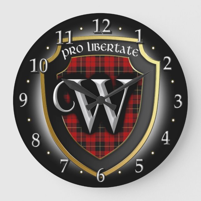 Relógio Grande Clan Wallace Tartan Clock (Frente)