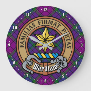 Relógio Grande Clan Wardlaw Crest sobre Tartan