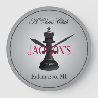 Relógio Grande Classic Chess Club com King Drawing Wall Clock