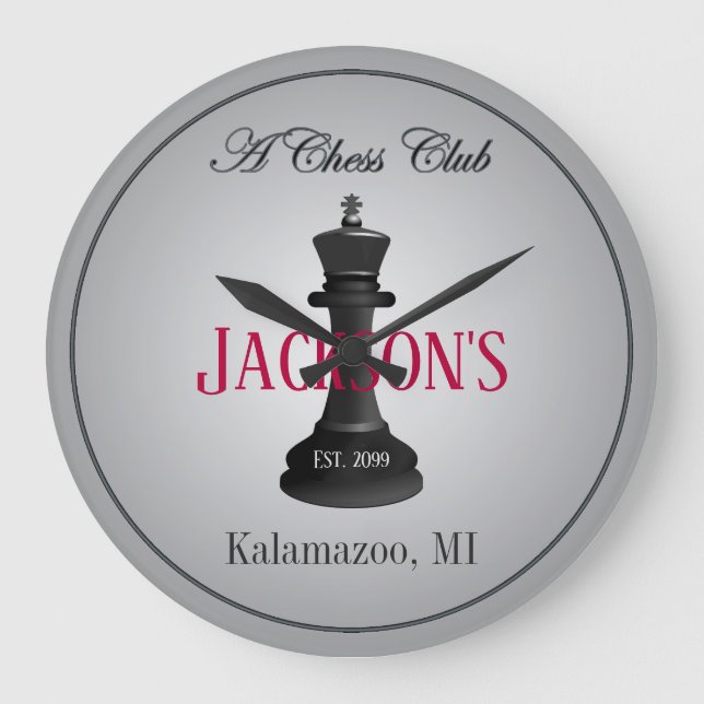 Relógio Grande Classic Chess Club com King Drawing Wall Clock (Frente)
