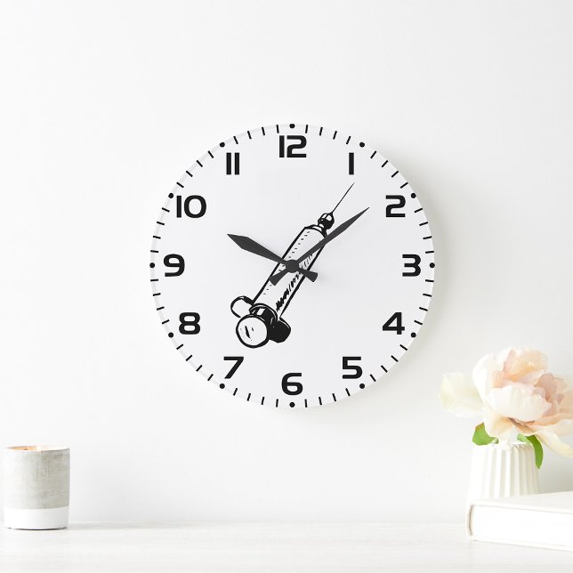 Relógio Grande Classic Syringe Sketch Medical Equipment (Criador carregado)