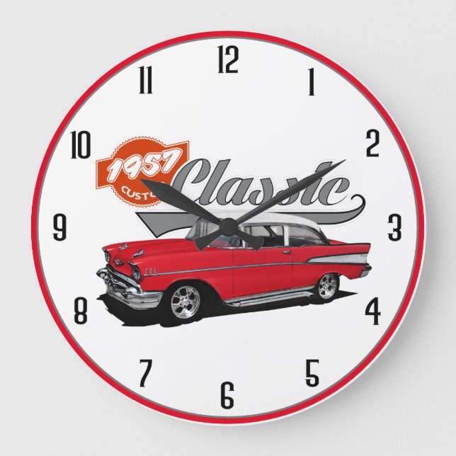 Relógio Grande Clássico 1957 vermelho (Frente)