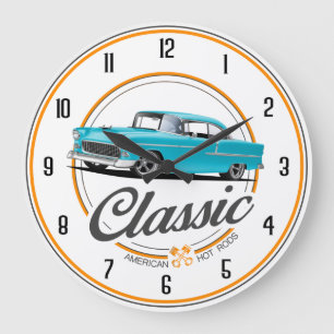 Relógio Grande Clássico Americano 1955 Hot Rods Large Clock