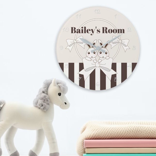 Relógio Grande Clássico Moderno Stripe Gêmeos Gêmeos (Criador carregado)