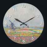 Relógio Grande Claude Monet - Campos Tulip perto de Haia<br><div class="desc">Campos de Tulip perto de Haia (Champs de tulipes pres de La Hague) - Claude Monet,  Oil on Canvas,  1886</div>