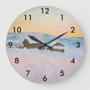 Relógio Grande Claude Monet - Paisagem Noruega, Casas Azuis