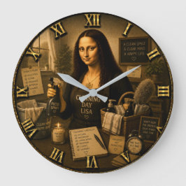 Relógio Grande Cleaning Day Funny Mona Lisa Laundry Room