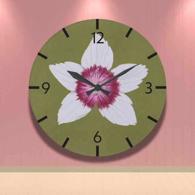 Relógio Grande Clematis Moderna Verde-Oliva Elegante (Criador carregado)