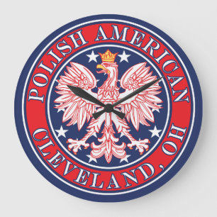 Relógio Grande Cleveland Ohio Polonês Eagle