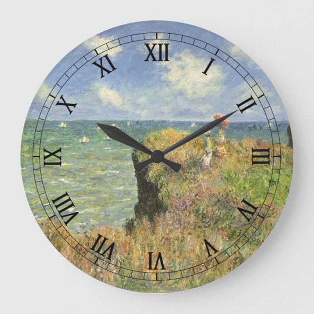 Relógio Grande Cliff Walk em Pourville por Claude Monet (Frente)