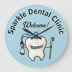 Relógio Grande Clínica Odontológica Cartoon Dentista Bem-vindo