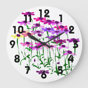 Relógio Grande Clock de flores silvestres