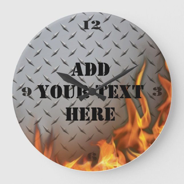 Relógio Grande Clock de metal e de parede de incêndio personaliza (Frente)